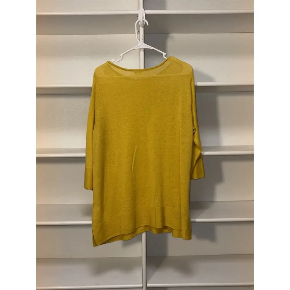 J.Jill Linen Knit Pullover Womens Sz 1X Lagenlook Minimalist 3/4 Sleeve Sweater